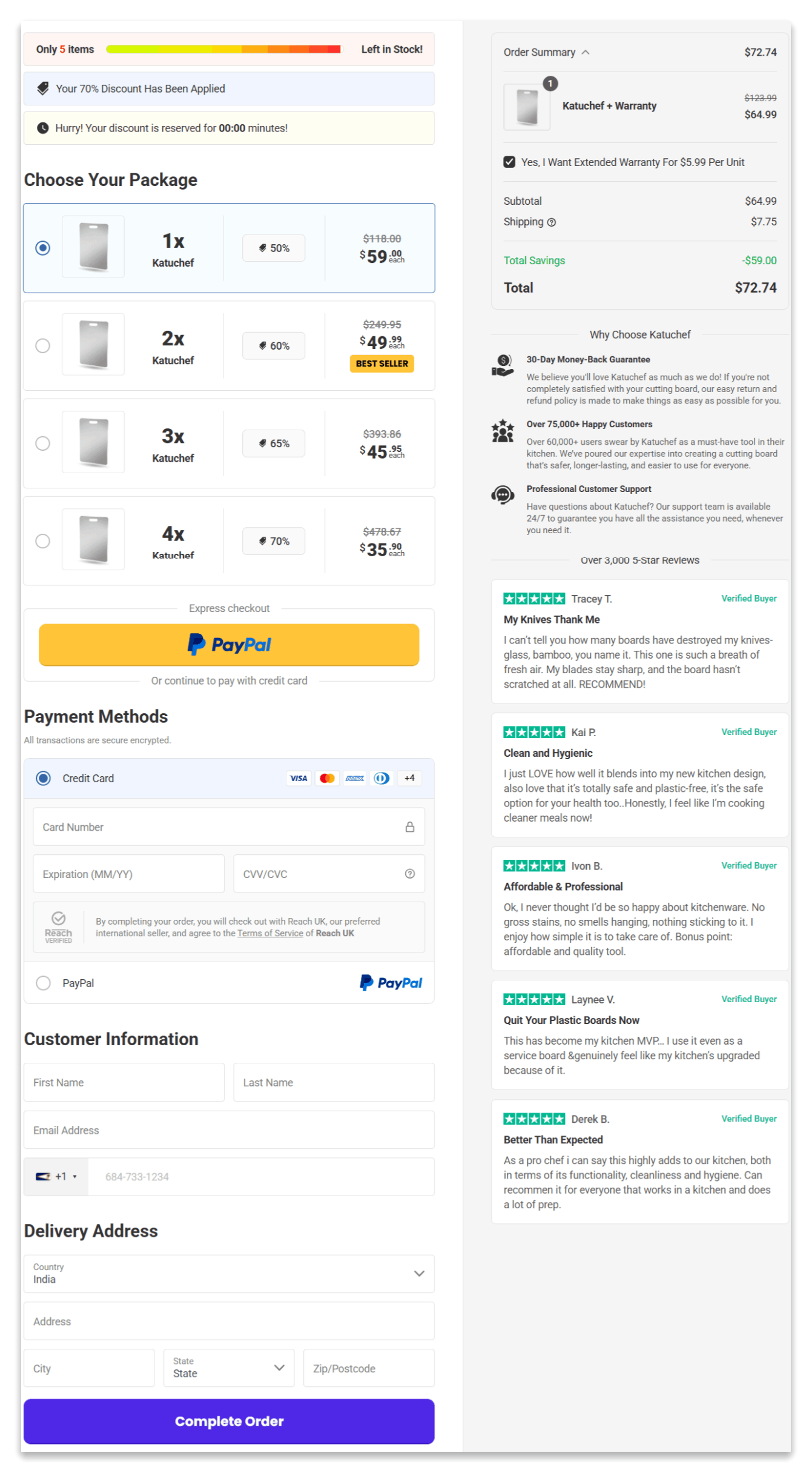Katuchef Cutting Board secure checkout page
